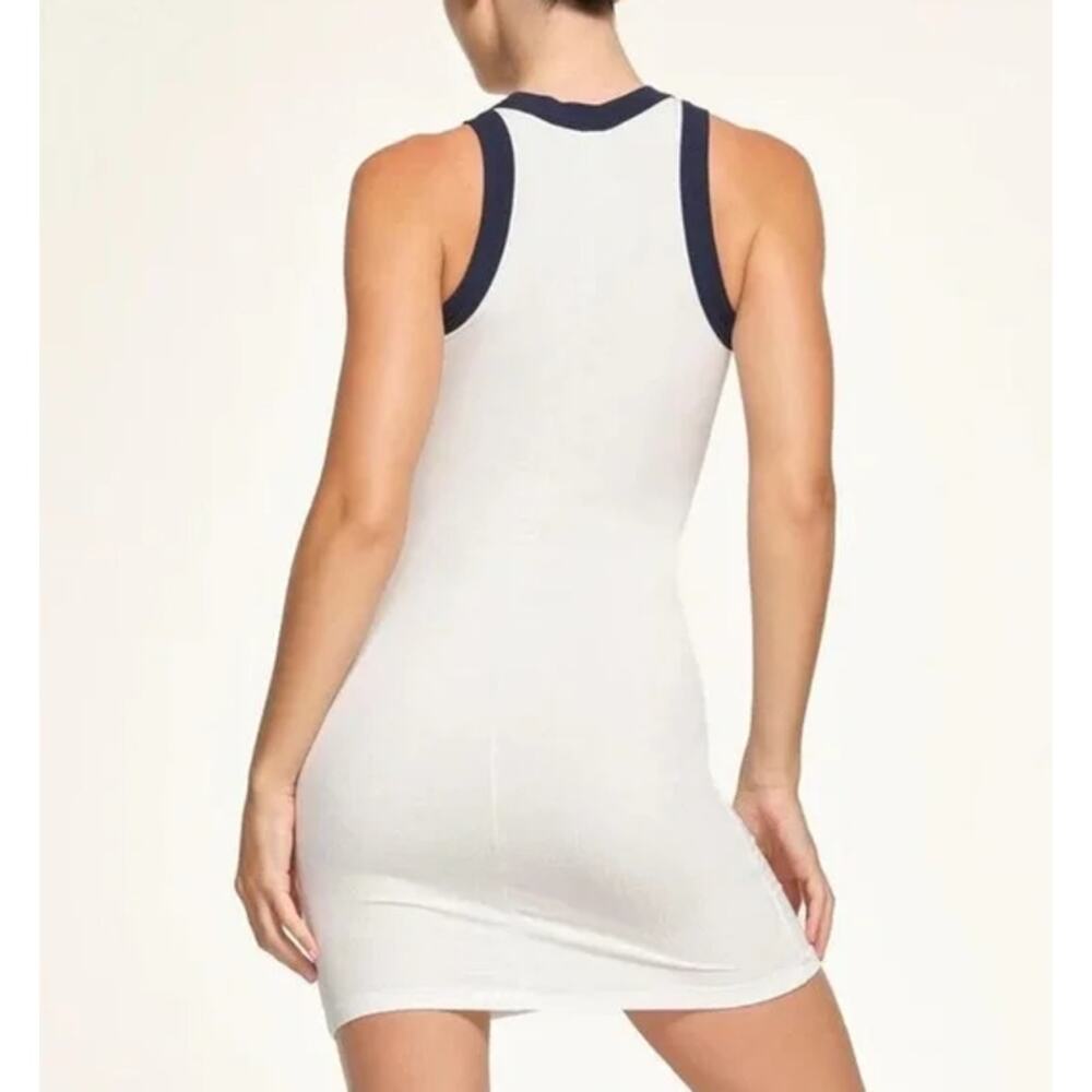 SKIMS Soft Lounge Tank Dress Ribbed Contrast Trim Sleeveless Ringer Mini NWT - Picture 3 of 9